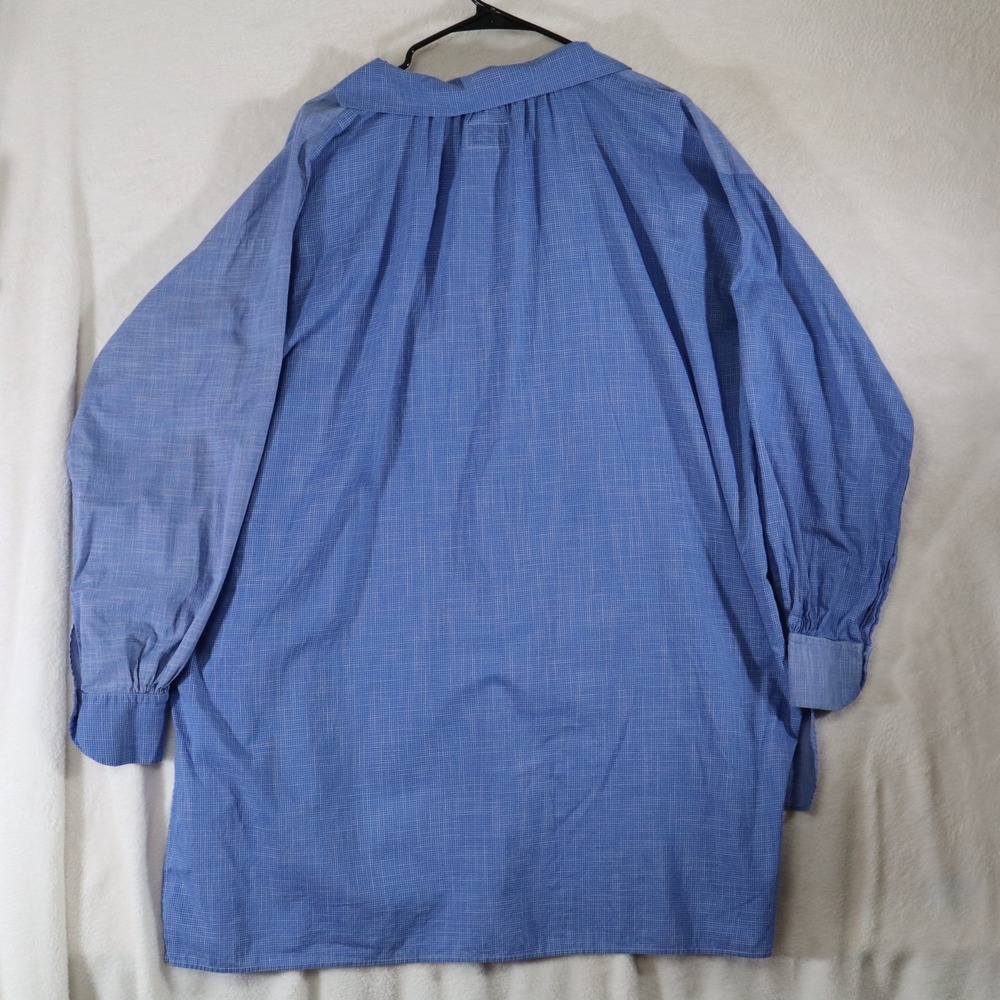 Gallego Desportes Paris Women's M Blue Oversized Tunic Shirt Check Pattern - Picture 7 of 10